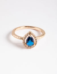 Gold Small Halo Pear Ring - link has visual effect only