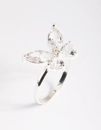 Silver Plated Cubic Zirconia Medium Butterfly Ring - link has visual effect only