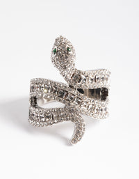 Rhodium Baguette Snake Ring - link has visual effect only