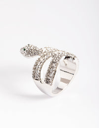 Rhodium Baguette Snake Ring - link has visual effect only