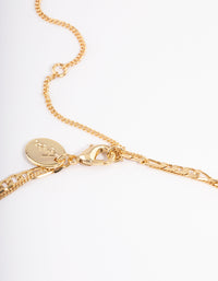 Gold Plated Cross & Figaro Layered Necklace - link has visual effect only