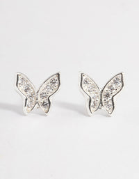 Sterling Silver Cubic Zirconia Pave Butterfly Stud Earrings - link has visual effect only