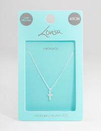 Sterling Silver Cubic Zirconia Small Cross Necklace - link has visual effect only