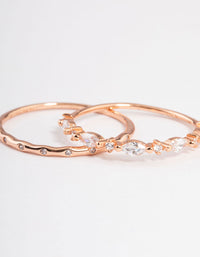 Rose Gold Plated Sterling Silver Marquise Ring Pack - link has visual effect only