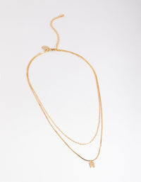 Letter N Gold Plated Layered Diamante Initial Necklace - link has visual effect only