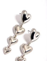 Silver Four Graduated Heart Drop Earrings - link has visual effect only