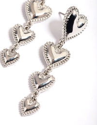 Silver Four Graduated Heart Drop Earrings - link has visual effect only