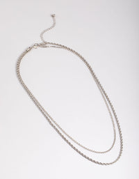 Rhodium Double Row Mixed Twist Cupchain Necklace - link has visual effect only