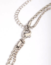 Rhodium Double Row Mixed Twist Cupchain Necklace - link has visual effect only