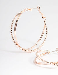 Rose Gold Textured Cross Over Hoop Earrings - link has visual effect only