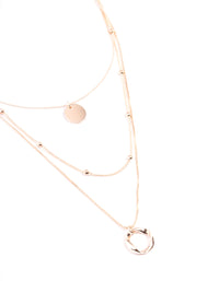 Rose Gold Circle Disc Multirow Necklace - link has visual effect only