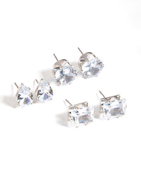 Rhodium Statement Stud Earrings Pack - link has visual effect only