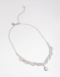 Rhodium Cubic Zirconia Lace Teardrop Necklace - link has visual effect only