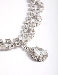 Rhodium Cubic Zirconia Lace Teardrop Necklace - link has visual effect only