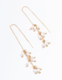 Worn Gold Drop Chain Pearl Earrings - link has visual effect only