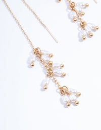 Worn Gold Drop Chain Pearl Earrings - link has visual effect only