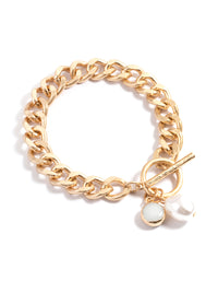 Worn Gold Chain Semi-Precious Stone Bracelet - link has visual effect only