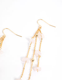 Gold Plated Rose Quartz Fine Chain Drop Earrings - link has visual effect only