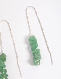 Silver Plated Green Fluorite Box Thread Earrings - link has visual effect only