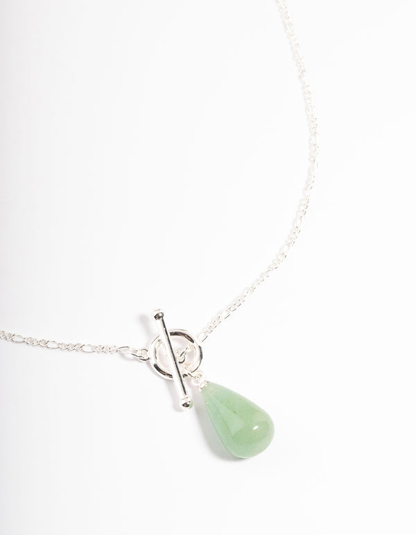 Sterling Silver Green Adventurine Figaro T&O Necklace