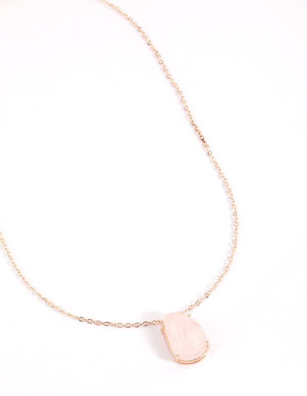 Rose Gold Plated Rose Quartz Stone Necklace