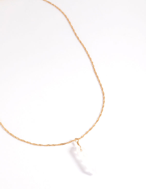 Gold Plated Clear Quartz Shard Twist Necklace