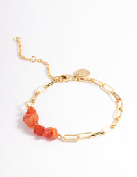 Gold Plated Orange Oval Chip Bracelet - link has visual effect only