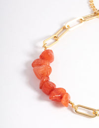 Gold Plated Orange Oval Chip Bracelet - link has visual effect only