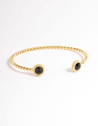 Gold Plated Black Onyx Twisted Cuff Bracelet - link has visual effect only