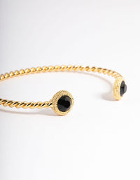 Gold Plated Black Onyx Twisted Cuff Bracelet - link has visual effect only