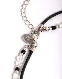 Silver Mixed Bead Heart Pendant Necklace - link has visual effect only