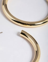 Gold Plated Brass Medium Chunky Hoop Earrings - link has visual effect only