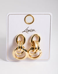 Gold Plated Brass Link Statement Earrings - link has visual effect only