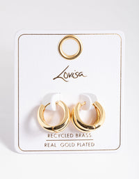 Gold Plated Brass Double Hoop Huggie Earrings - link has visual effect only