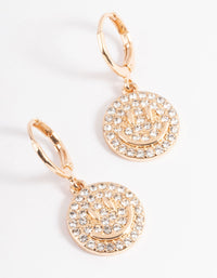 Gold Diamante Smiley Huggie Earrings - link has visual effect only