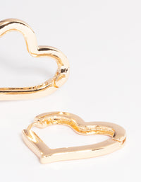 Gold Large Heart Huggie Earrings - link has visual effect only