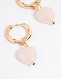 Gold Rose Heart Huggie Earrings - link has visual effect only