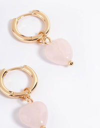 Gold Rose Heart Huggie Earrings - link has visual effect only