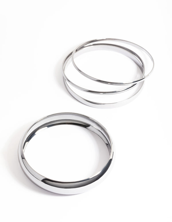 Gunmetal Thick & Thin Bangle 4-Pack