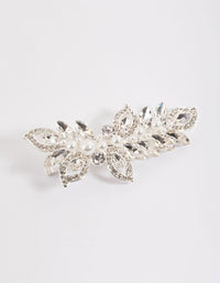 Silver Diamante & Pearl Barette Clip - link has visual effect only