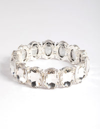 Silver Large Oval Diamante Stretch Bracelet - link has visual effect only