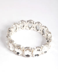 Silver Large Oval Diamante Stretch Bracelet - link has visual effect only