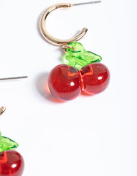 Red Clear Cherry Huggie Earrings - link has visual effect only