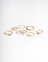 Gold Diamante & Eye Ring 8-Pack - link has visual effect only