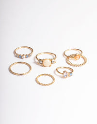 Gold Mixed Texture & Stone Ring Pack - link has visual effect only