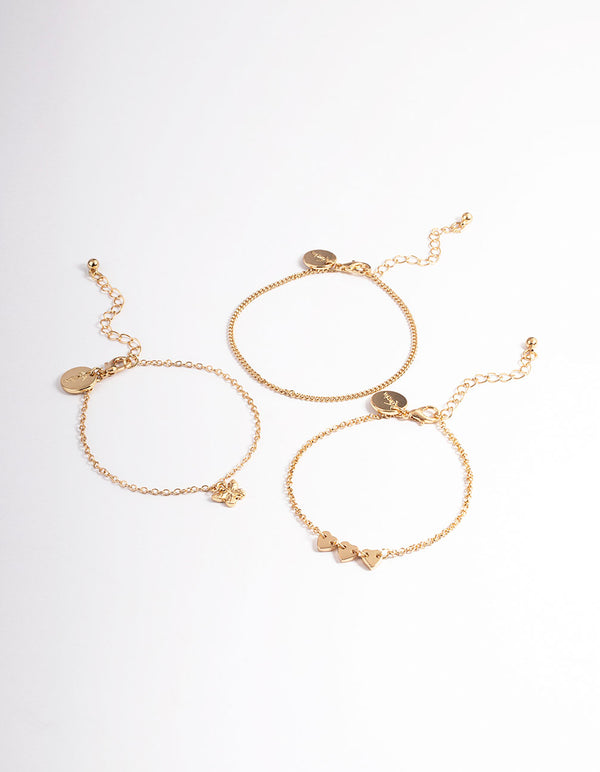 Gold Heart & Butterfly Bracelet Pack