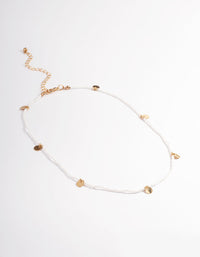 Gold Bead & Pearl Disc Necklace - link has visual effect only