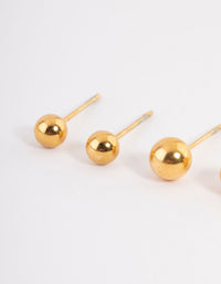 Waterproof Gold Plated Stainless Steel Small Ball Stud Earrings Pack - link has visual effect only