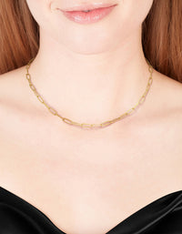 Waterproof Gold Plated Stainless Steel Open Oval Link Necklace - link has visual effect only