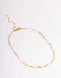 Waterproof Gold Plated Stainless Steel Open Oval Link Necklace - link has visual effect only